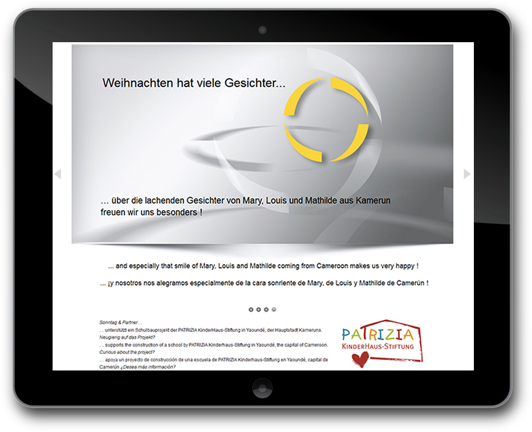 Webseite mit Weihnachtsgruesse - Sonntag & Partner
