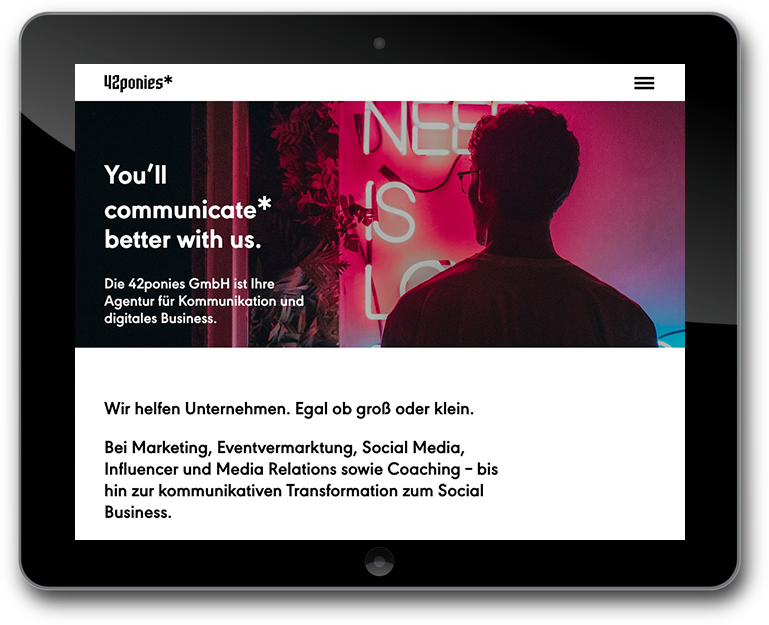 Website - 42 ponies* | Agentur für Kommunikation und digitales Business