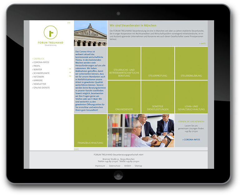 Website für FORUM TREUHAND Steuerberatung